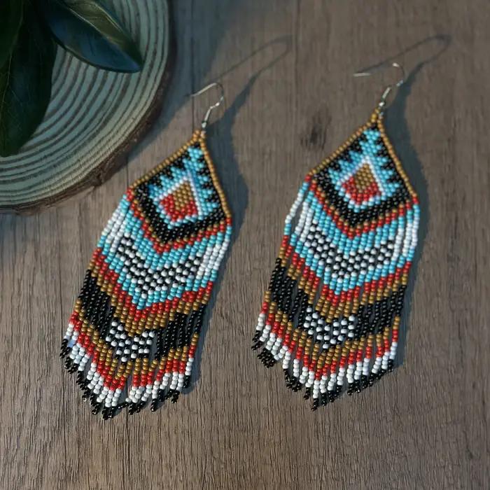 Boucles d'oreilles à pampilles géométriques style bohème en verre pour femmes occasions spéciales et quotidienne