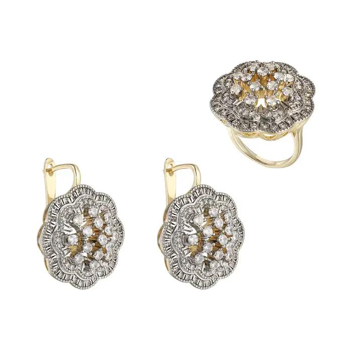 Boucles d'oreilles creuses bicolores à grande fleur, plaqué cuivre, or 14 carats, bijoux à la mode,