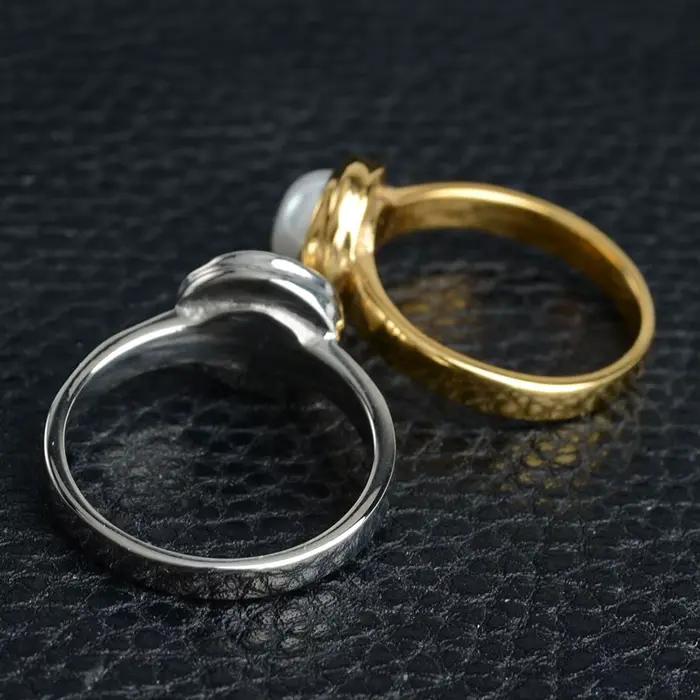 Keisha Lena élégant Imitation perles bague pour femme or argent-couleur acier inoxydable haute qualité livraison directe # 6~10