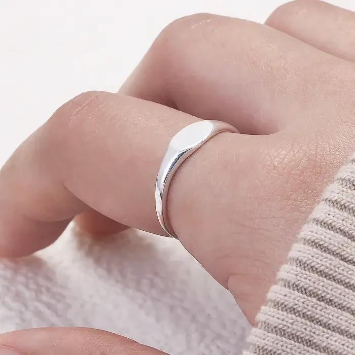 Bague chevalière gravée personnalisée en argent Sterling 925 véritable pour femmes et hommes