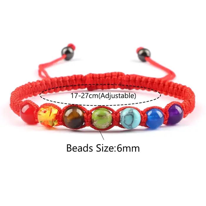 Bracelet tressé à breloques 6MM 7 Chakra pour Couples
