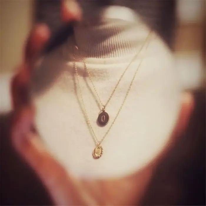 Colliers de la présidence avec lettre initiale arabe pour femme, tour de cou en or, pièce de monnaie personnalisée, pendentif et collier, acier inoxydable, cadeau de bijoux