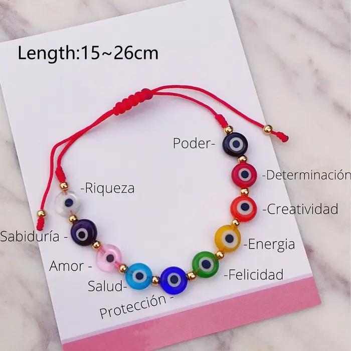 Vlen – Bracelet de Protection contre le mauvais œil pour femmes, chaîne rouge réglable, bijoux faits à la main, breloque œil porte-bonheur, cadeau spirituel