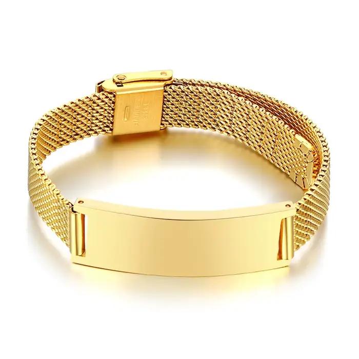 Bracelet personnalisé en acier inoxydable pour Couple, maille ajustable, cadeau assorti pour meilleu