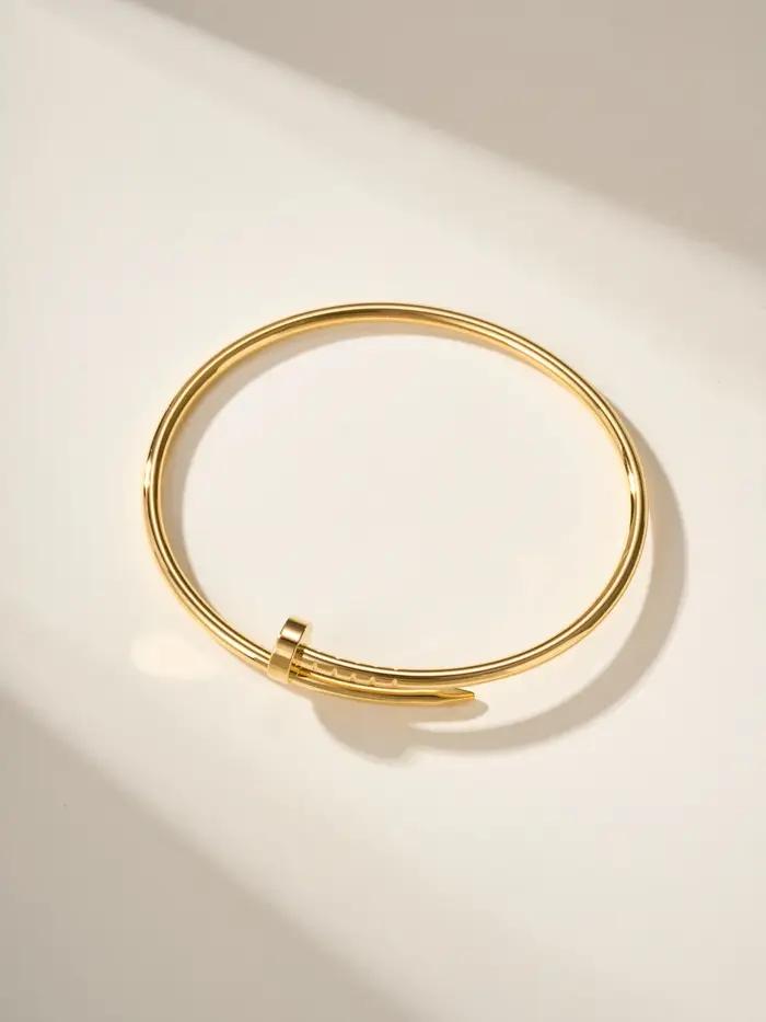 Bracelet ouvert ajustable en or rose pour femme, élégant et polyvalent, plaqué cuivre, bijoux de mod