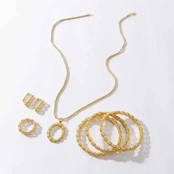 LUIZADA Maroc tendance couleur or ensemble de bijoux pour fête Design boucles d'oreilles et pendentif collier Bracelet