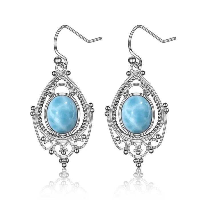Boucles d'oreilles ovales en argent Sterling 925, Labradorite naturelle, 8x10mm, bijoux ethniques Vintage, cadeau pour femmes