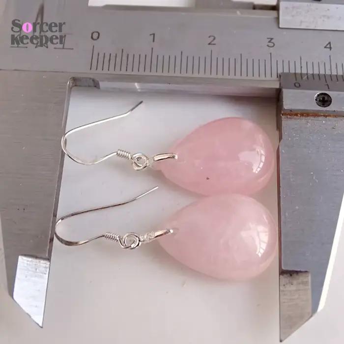 Boucles d'oreilles Quartz Rose pour femmes, bijoux en argent Sterling 100% véritable, mode, PS467, 925