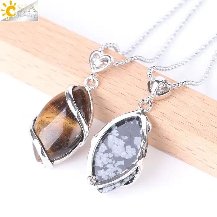 CSJA –pierre naturelle et cristaux pour femmes, collier pendentif pierre naturelle , pierres de guérison, pierres naturelles véritables, améthystes, collier pierre précieuse amethyste pierre naturelle