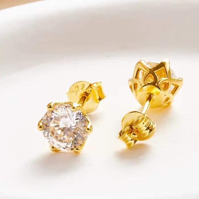 1 Carat Moissanite ensemble de bijoux pour femmes Sterling S925 argent plaqué or collier boucles d'oreilles bague GRA