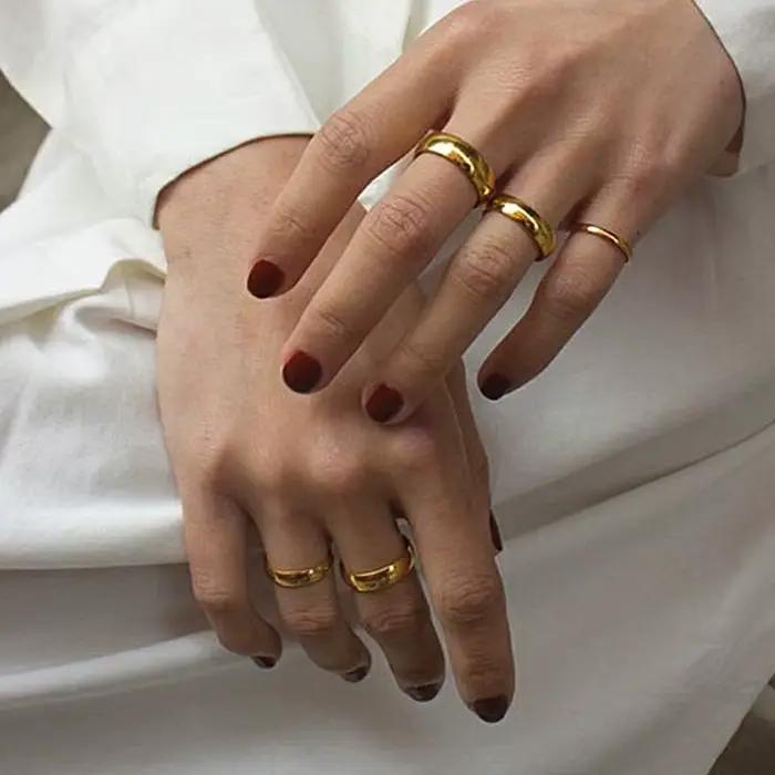 Bague de mariage classique en acier inoxydable pour femme, bijoux de fiançailles, document en or lisse, 2mm, 4mm, 6mm, 8mm