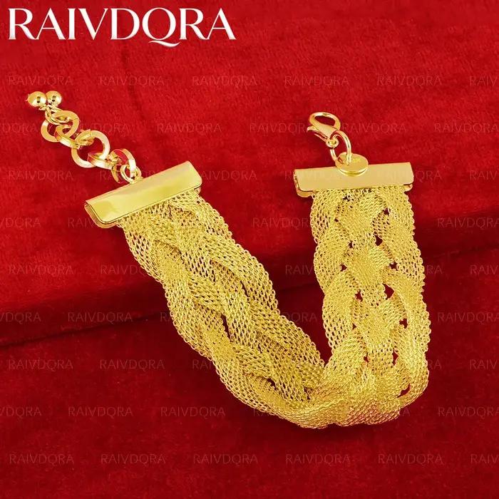 Bracelet chaîne tressée plaqué or 18 carats pour hommes et femmes