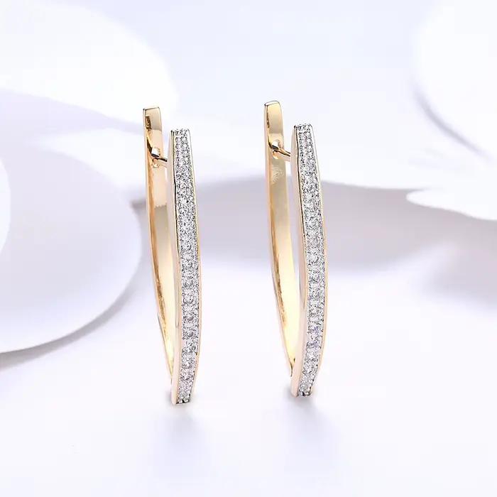 Boucles d'oreilles couleur or pour femmes, décoration de mariage, Design délicat, bijoux en cristal autrichien, cadeau de luxe, 4 couleurs, nouvelle collection