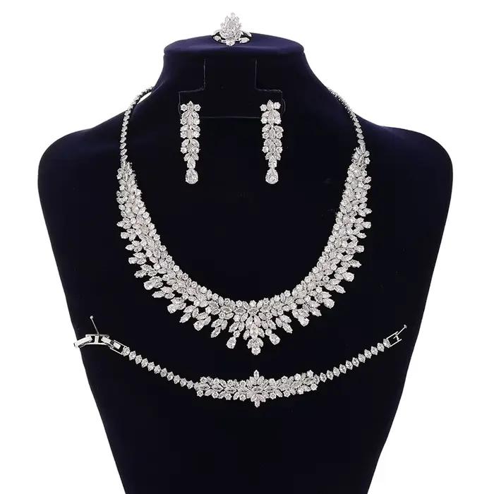 Ensembles de bijoux HADIYANA mariée zircone pour les femmes fête luxe collier Bracelet boucle d'orei