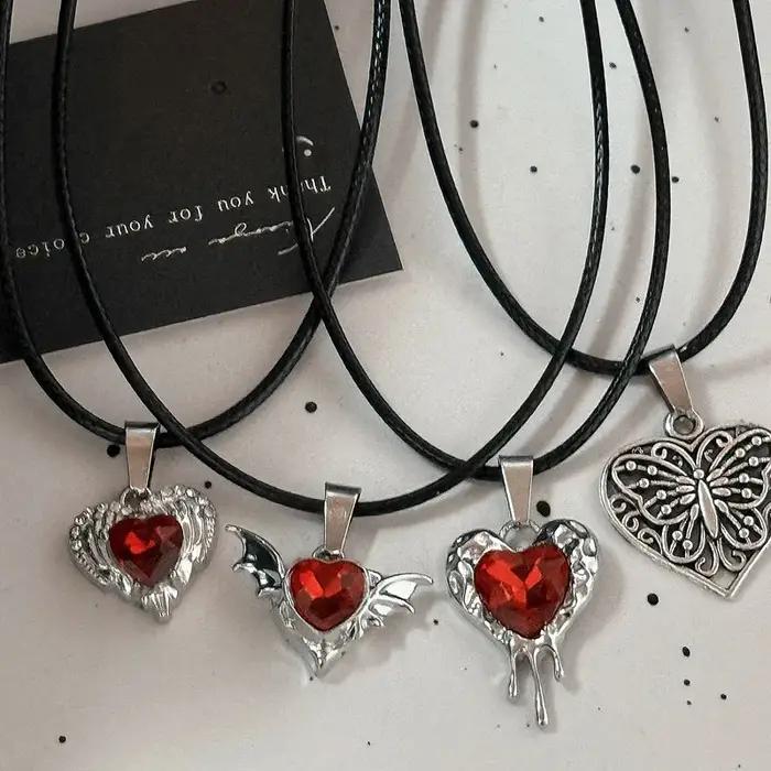 Collier ras du cou gothique Harajuku avec pendentif en forme de cœur