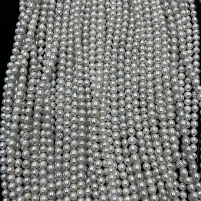 Perles naturelles 8-9mm AAAA rondes lisses d'eau douce blanches