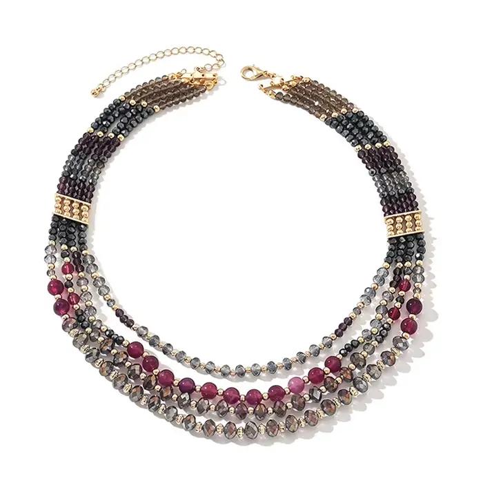 Collier de perles de verre multicouches pour femmes, bijoux de mode, accessoires de fête intemporels, nouveau design, vente en gros, cadeaux MQF313