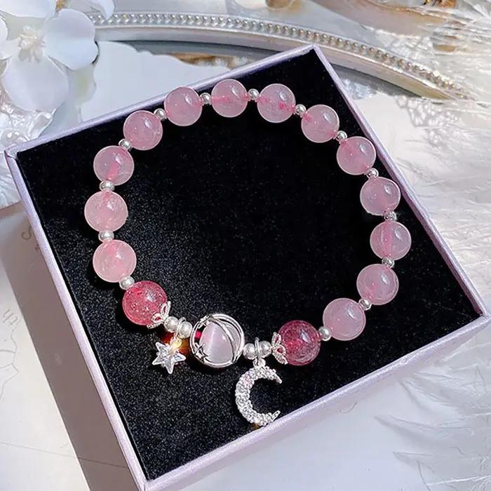 Bracelet en pierre opale de couleur bleu violet pour femmes et filles