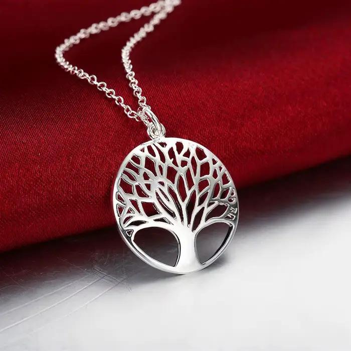 Nouvelles marques populaires 925 en argent Sterling fines feuilles rondes pendentif collier boucles d'oreilles pour femme ensembles de bijoux mode fête de mariage
