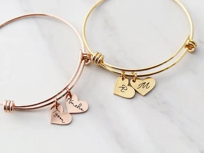 Bracelet à breloques réglable personnalisé avec 1 à 3 noms