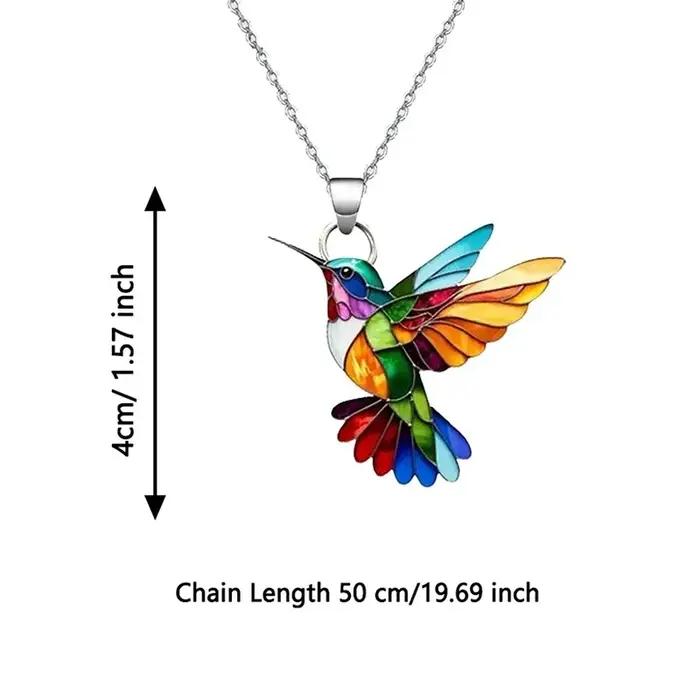 Collier en acrylique colibri coloré en forme d'oiseau pour femmes et filles, bijoux de printemps et d'été, cadeaux de fête 2025 occasions spéciales