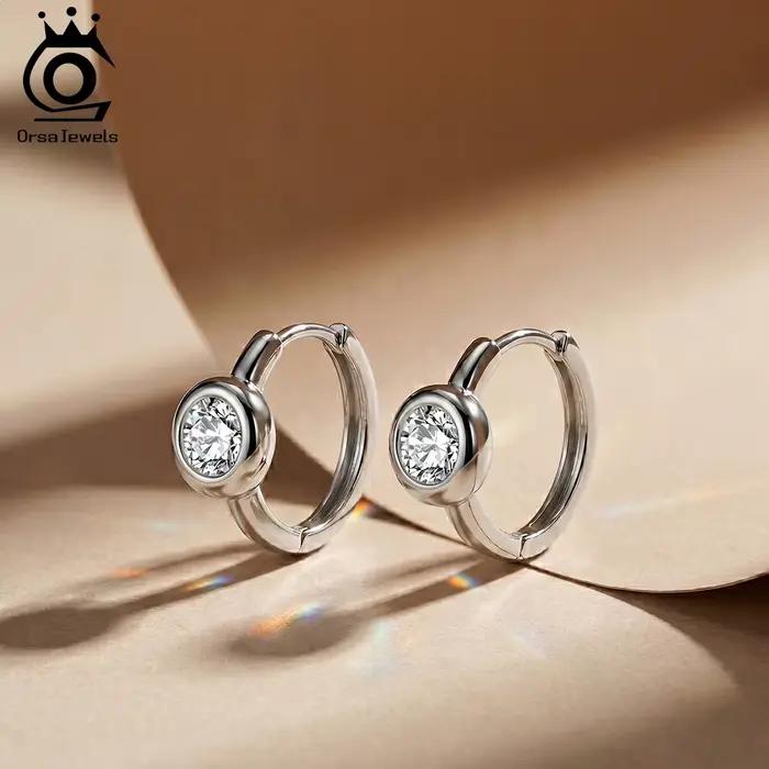 ORSA JEWELS – boucles d'oreilles exquises en argent 925, couleur D, Moissanite, pour femmes, bijoux de mariage brillants en diamant Moissanite, MOE23