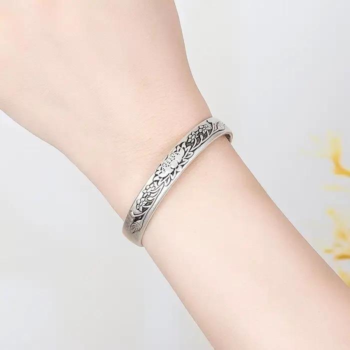 Bracelet jonc rond tendance en argent sterling 925