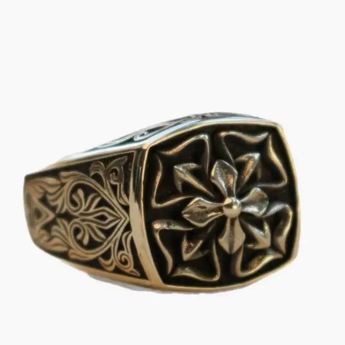 Bague trèfle à quatre feuilles en argent thaïlandais Vintage pour hommes, personnalité polyvalente,