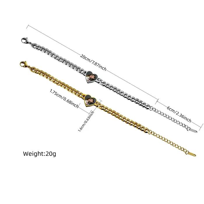 Bracelet personnalisable avec photo de cœur - Chaîne