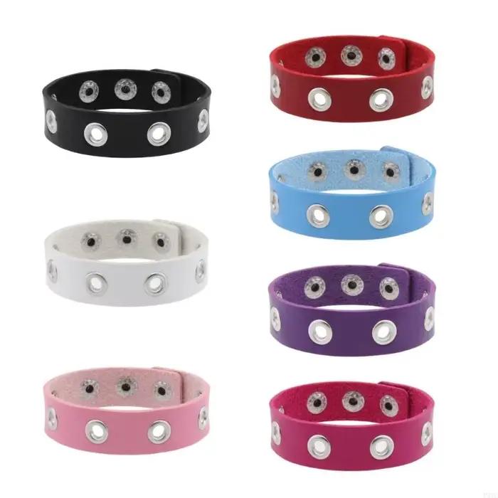 Bracelet gothique en cuir PU avec design minimaliste et ajustement réglable pour femmes occasions spéciales et streetwear