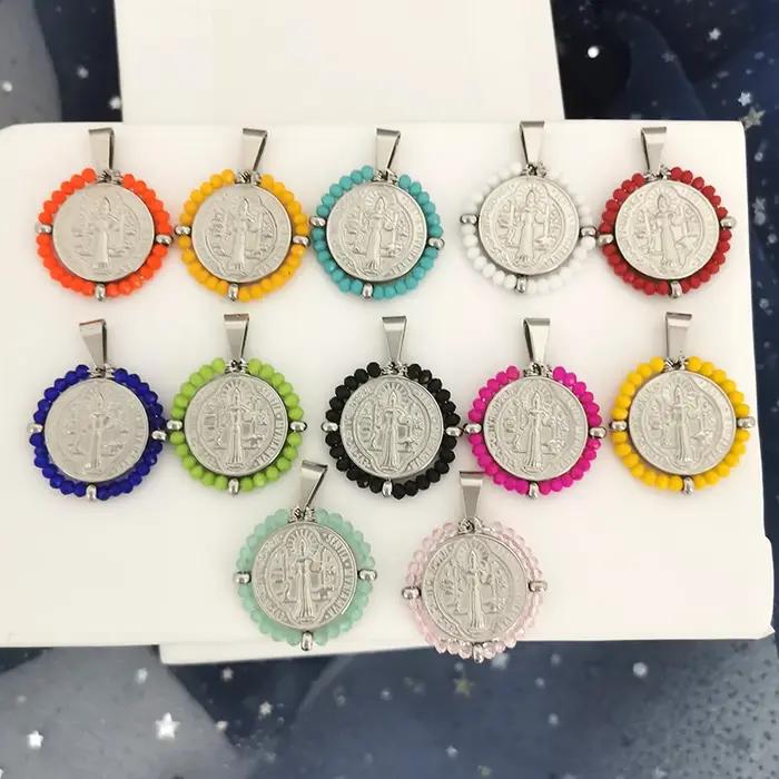 Collier Vierge Marie en acier inoxydable avec breloque zircone cubique pour femmes styles modernes occasions spéciales