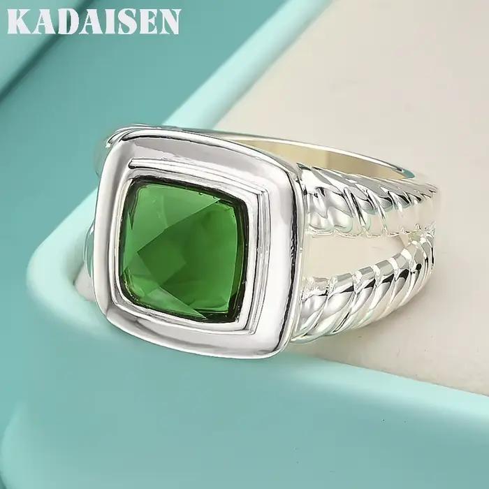 Argent sterling 925, zircon vert 7-10 # Bague pour femmes, bijoux de charme pour fête de mariage,