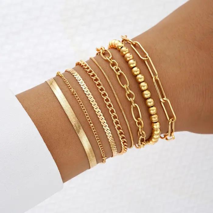 Bracelets plaqués or 14 carats délicats pour femmes et adolescentes style moderne à la mode pour les occasions spéciales
