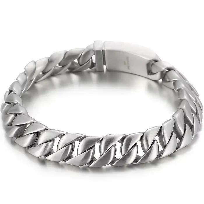 Bracelet homme brossé pour hommes 12MM mat solide acier inoxydable hommes sur les bandes de main Bra