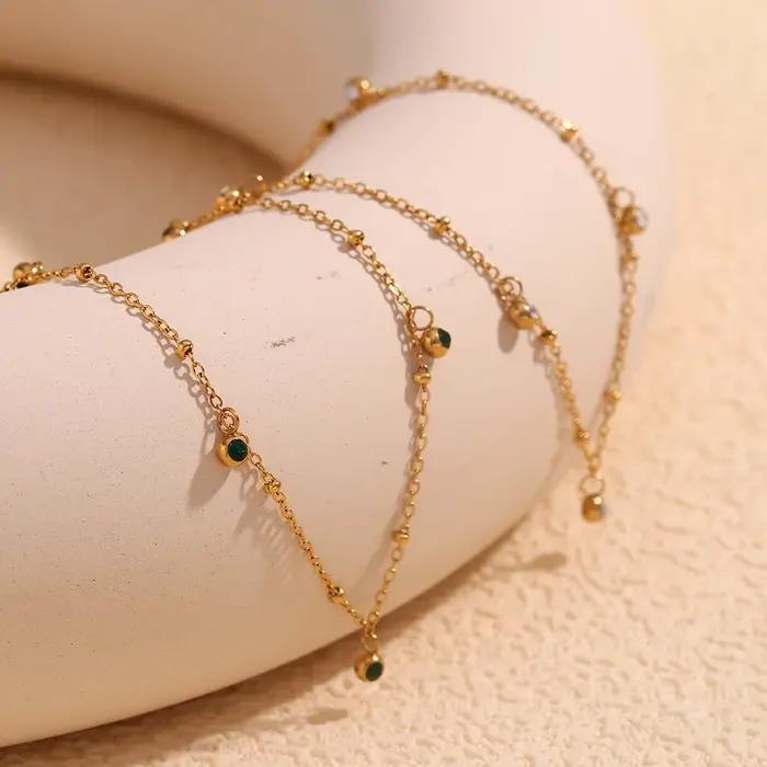 E.B.belle-Collier en acier inoxydable plaqué or 18 carats pour femme