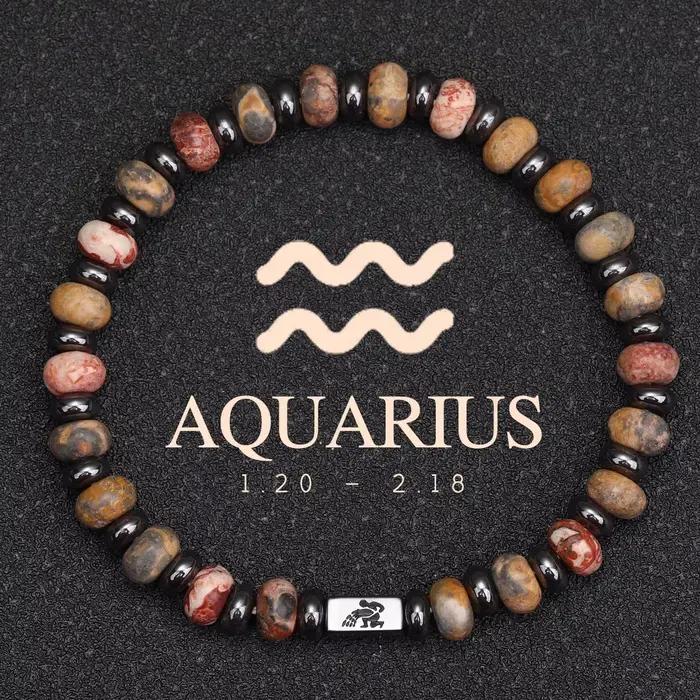 Bracelet Énergétique du Zodiaque en Pierres Naturelles, Bijou Constellation Perlé pour la Guérison S