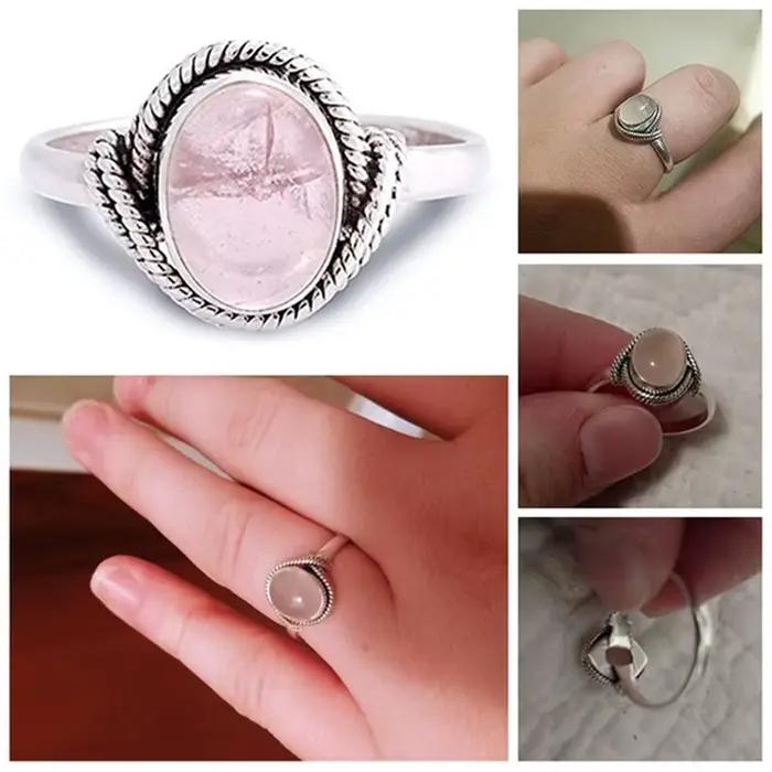 Bague de fiançailles en argent 925 sertie de Quartz Rose et cristal Bizuteria pour femmes, cadeau unique pour les occasions spéciales