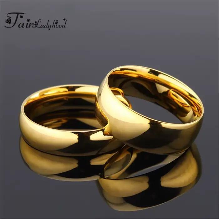 Bague de mariage FairLadyHood alliance de couple plaquée or rose acier inoxydable pour homme et femme occasions spéciales