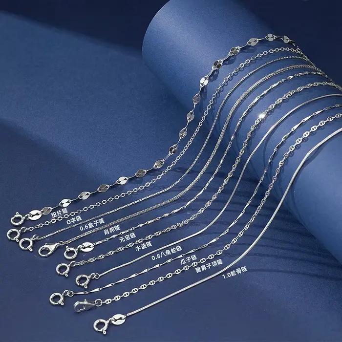 Chaîne Rolo fine en argent Sterling 925, 1.1mm, chaîne ondulée, colliers pour femmes, bijoux à la mode, bricolage assorti, vente en gros
