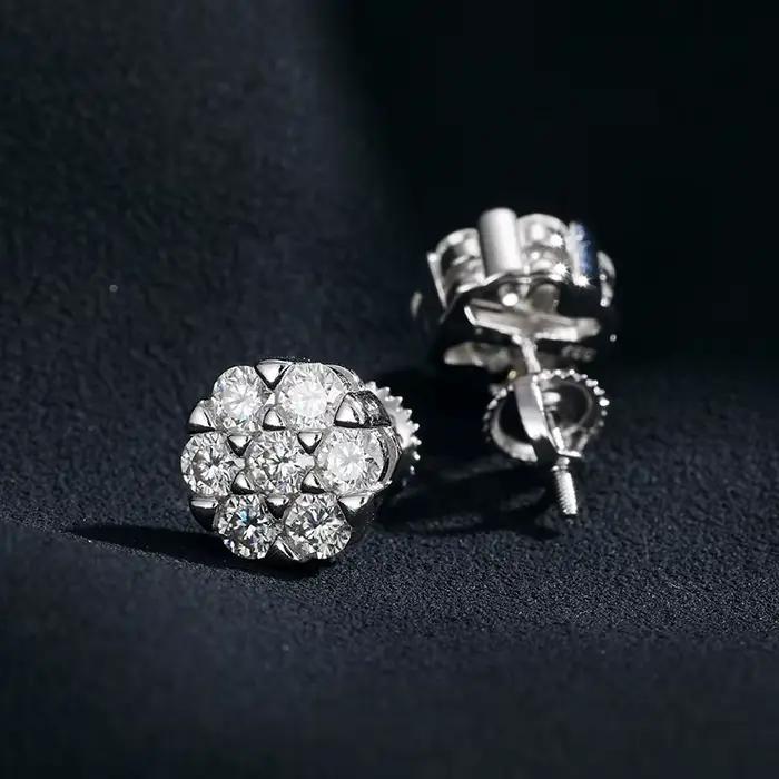 Boucles d'oreilles rondes Moissanite Dimond D Document pour femmes et hommes, argent regardé 925, mode exquise, oreille Rotterdam, bijoux de mariage, cadeau