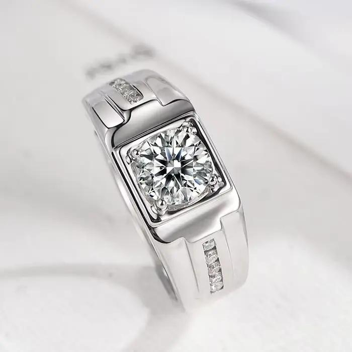 Bague de cocktail pour femme en argent sterling 925 motif géométrique avec zirconium pour mariage et occasion spéciale