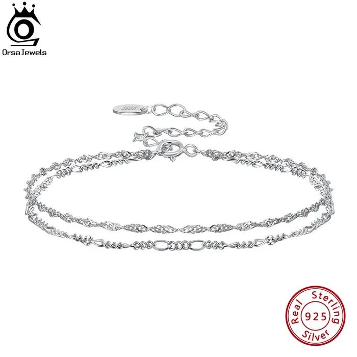 ORSA jewelry – Bracelet Double couche en argent 925 massif pour femme et fille