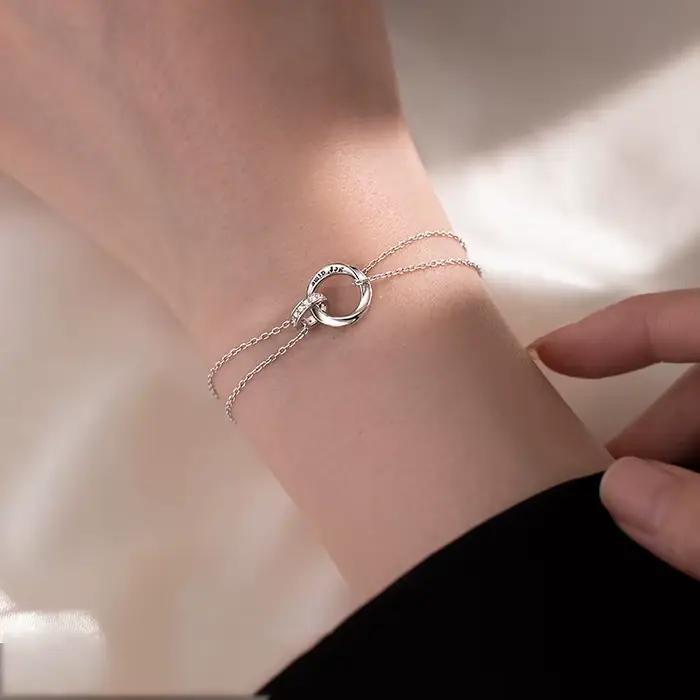 Bracelet de Couple Mobius français en argent Sterling 925