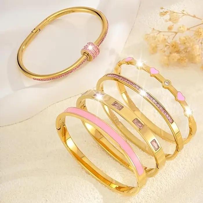 Ensemble de bracelets empilables de couleur or pour femmes