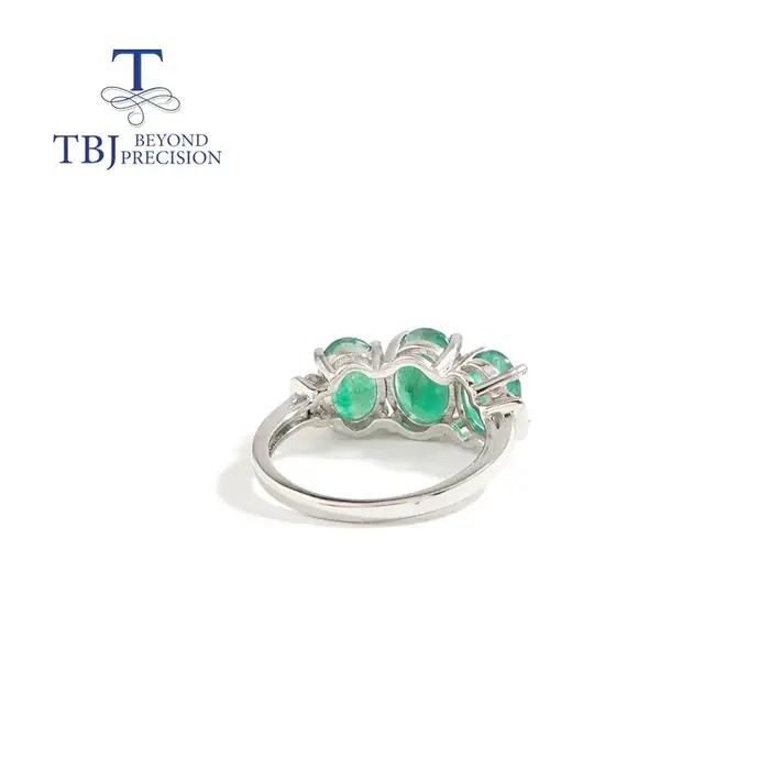Bague émeraude naturelle en argent Sterling 925
