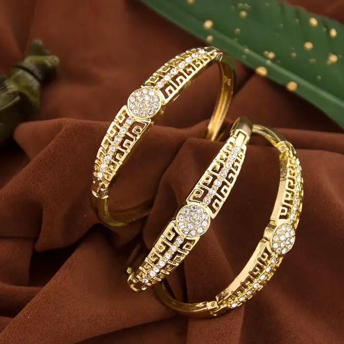 SUNSPICEMS plein strass indien Bracelet rétro couleur or grand rouge vert blanc cristal turc Design manchette