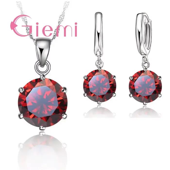 Collier Giemi en Argent Sterling 925 Serti de Zircon Cubique à Six Griffes Pour Femmes Occasions Spéciales Mariage Fiançailles Anniversaire