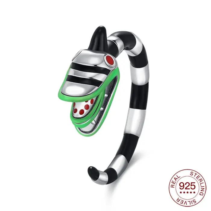 Bague serpent en argent 925 sertie de zircons cubiques blanches élégante pour femmes occasions spéciales soirée chic cadeau trèfle de vacances