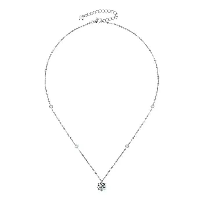 Collier Moissanite Serenity 2ct pour femmes, cadeau de mariage, pendentif en argent Sterling S925, d