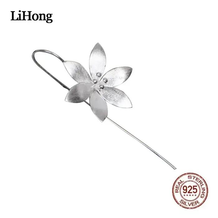 Boucles d'oreilles en argent sterling serties de motifs lotus élégantes et décontractées pour femmes occasions quotidiennes et spéciales